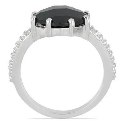 BUY GENUINE BLACK ONYX GEMSTONE BIG STONE RING IN 925 SILVER